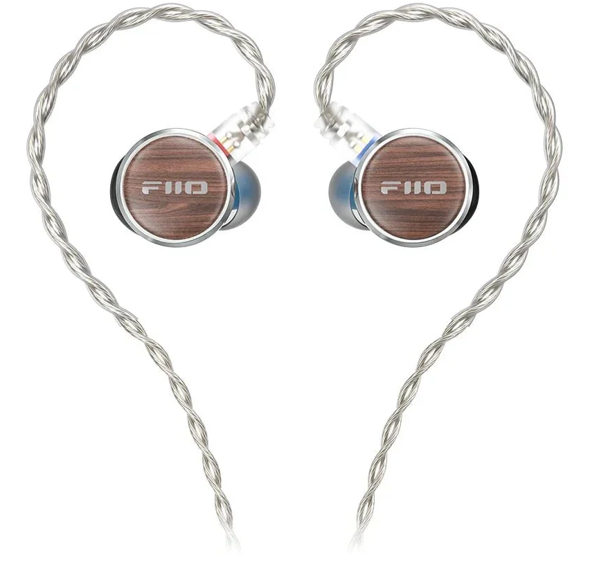 FiiO FP3 in-ear headphones with wooden faceplate, 145mm planar diaphragm driver, and 0.78mm cable for high-fidelity sound.