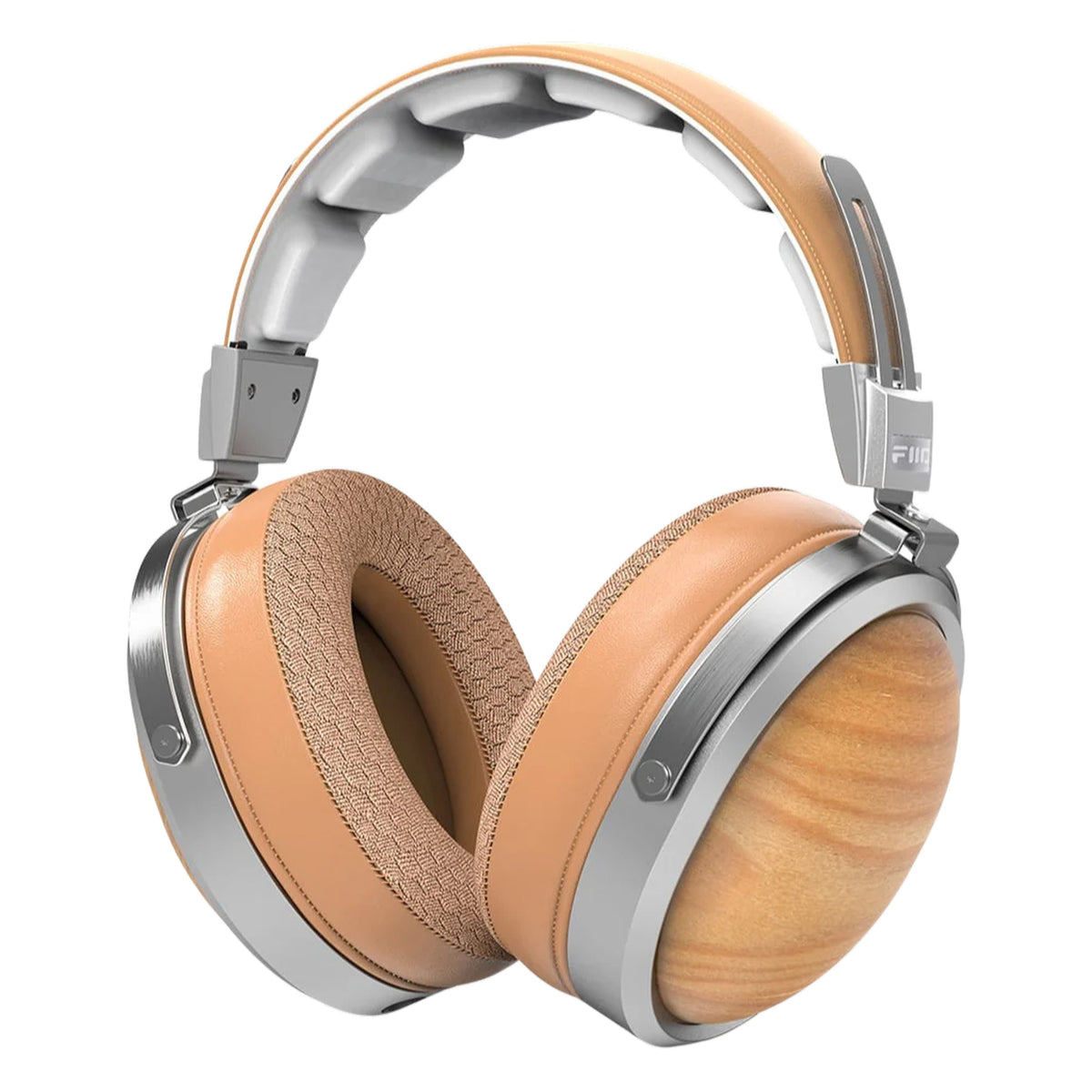 FiiO FT1 closed-back over-ear headphones with walnut wood cups, in black