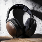 FiiO FT1 closed-back over-ear headphones with walnut wood cups, in black