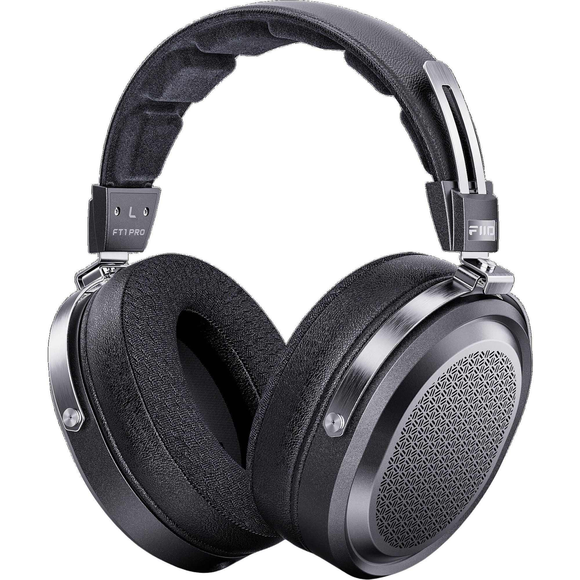 FiiO FT1 Pro wired headphones in black with sleek over-ear design and adjustable headband for comfortable listening.
