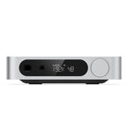 FiiO K11 headphone amplifier and DAC, in silver, front view