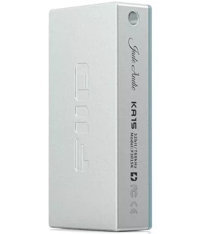 FiiO KA15 headphone amplifier and DAC device with sleek black design and multiple connection ports.