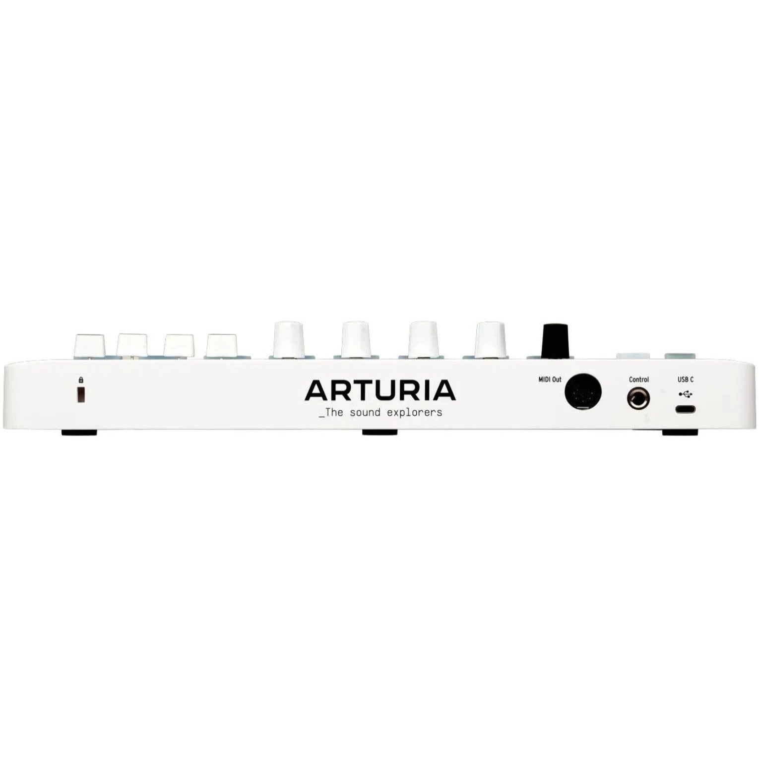 Arturia MiniLab 3 MIDI keyboard with 25 keys, control knobs, and pads displayed on a clean white surface.