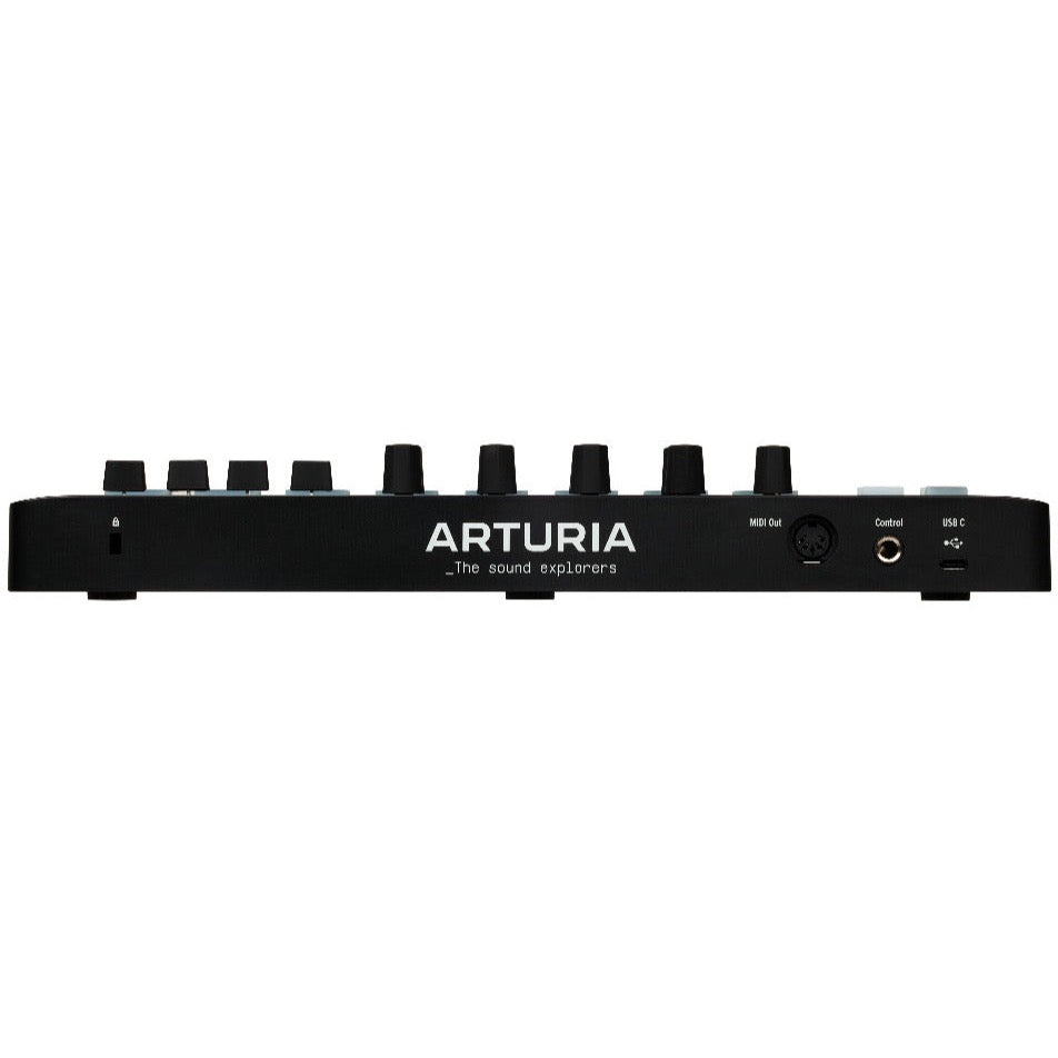 Arturia MiniLab 3 MIDI keyboard with 25 keys, control knobs, and pads, designed for music production and performance.