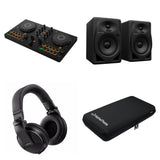 AlphaTheta DDJ-FLX2 DJ bundle with controller, headphones, and accessories for home use, ideal for beginner and hobbyist DJs.