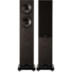 Fyne Audio F501E passive floorstanding speaker with sleek black finish and multiple driver units for high-quality sound.