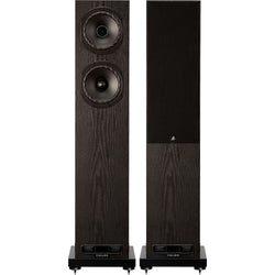 Fyne Audio F501E passive floorstanding speaker with sleek black finish and multiple driver units for high-quality sound.
