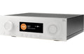 JBL MA7100HP stereo amplifier with sleek black design and control knobs, showcasing professional audio equipment.