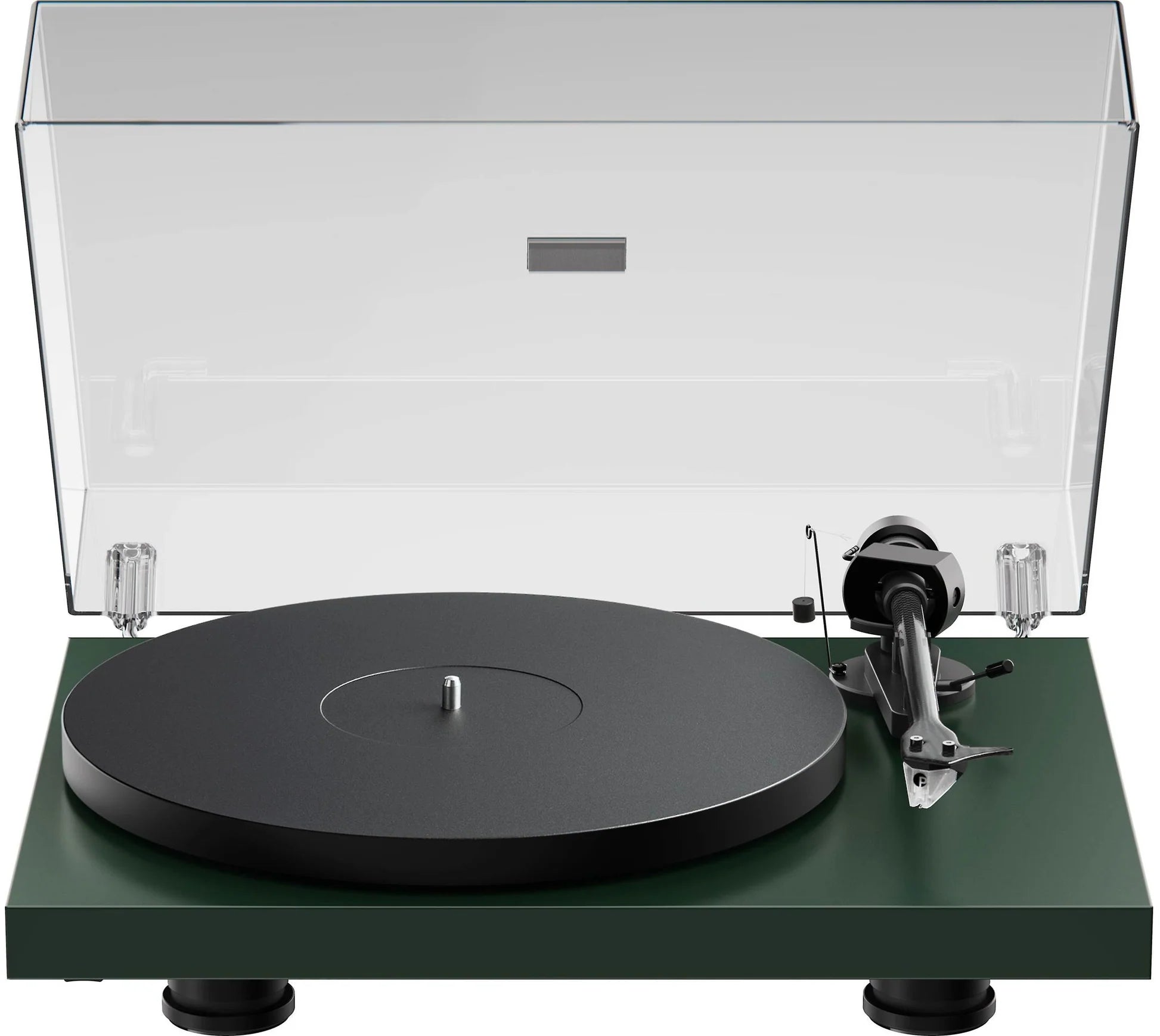 Pro-Ject Debut EVO 2 turntable with sleek black finish and tonearm, showcasing its modern design and high-quality build.