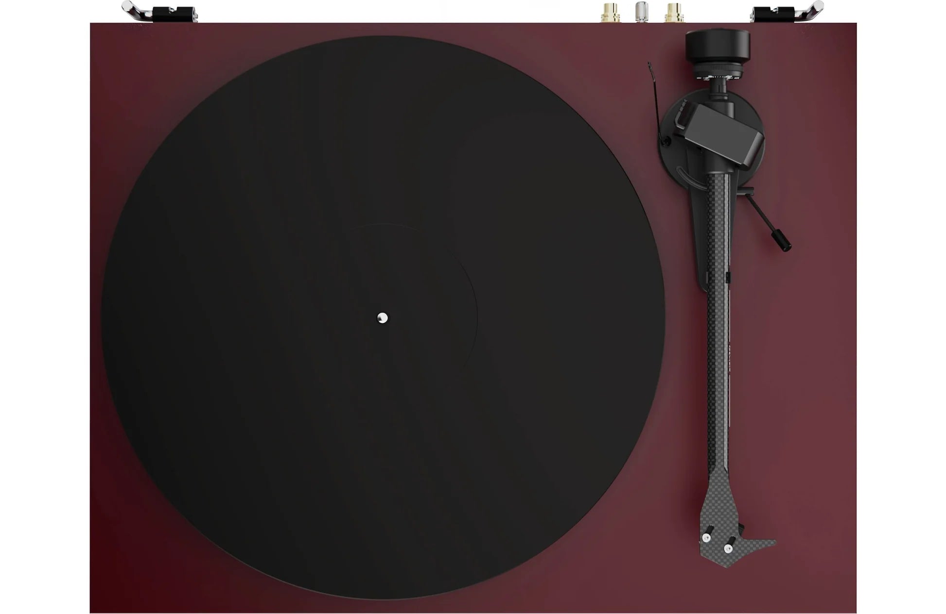 Pro-Ject Debut EVO 2 turntable with black plinth, silver tonearm, and acrylic platter on a wooden surface.