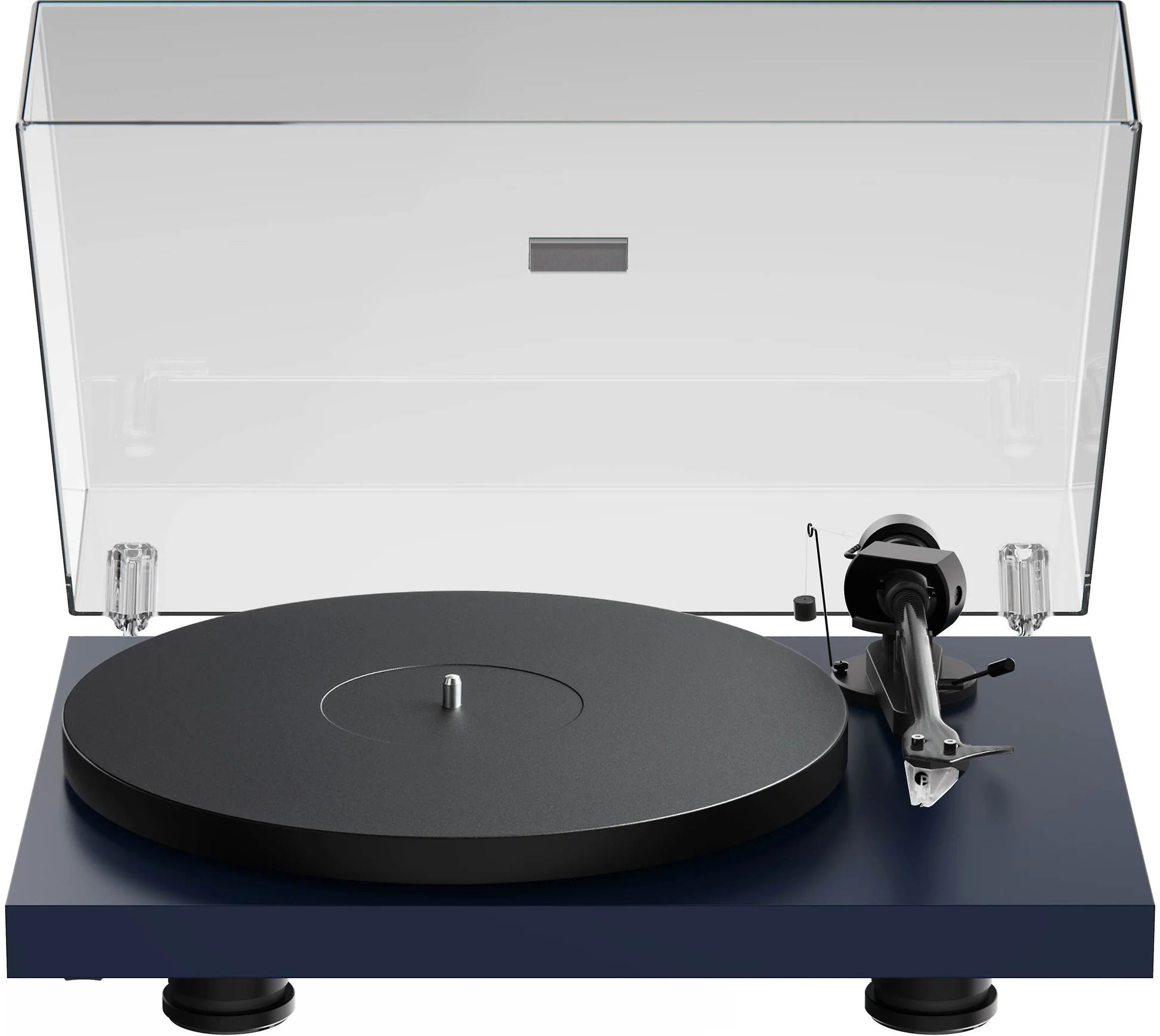 Pro-Ject Debut EVO 2 turntable with sleek black finish and tonearm, showcasing its modern design and high-quality build.