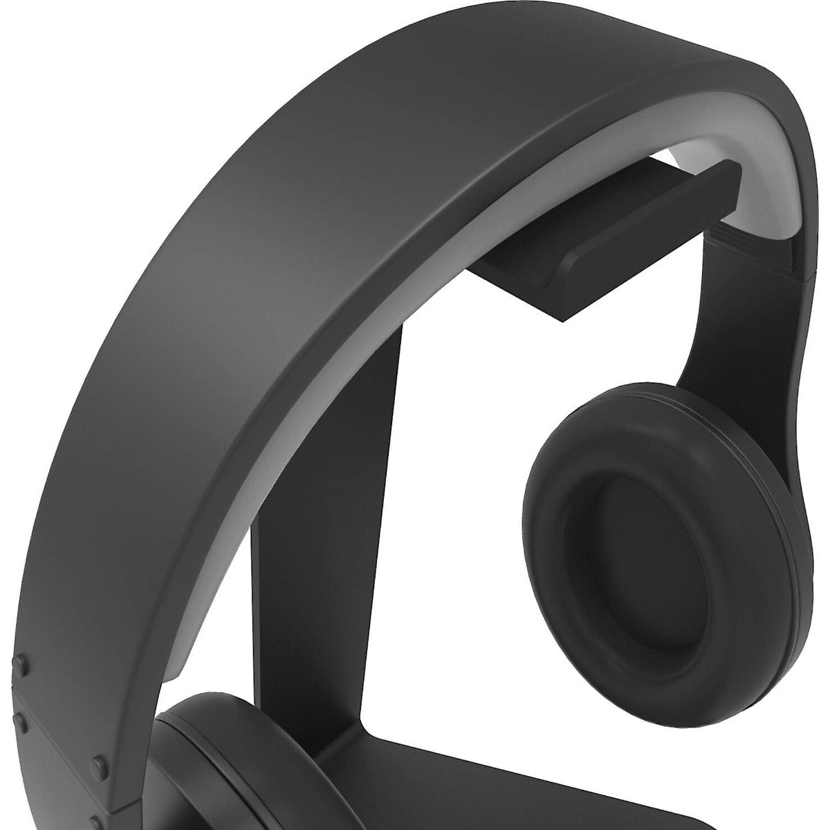 Kanto Audio H1 headphone stand displaying a sleek black design with a sturdy base and curved support for headphones.