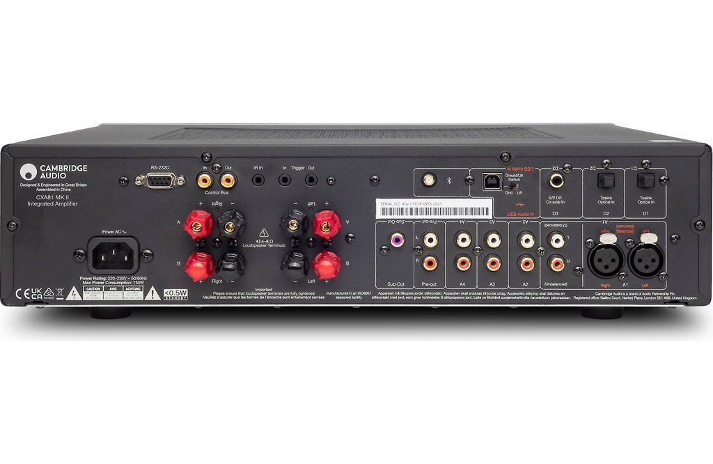Cambridge Audio CXA81 MK2 stereo amplifier with sleek black design and front panel controls.