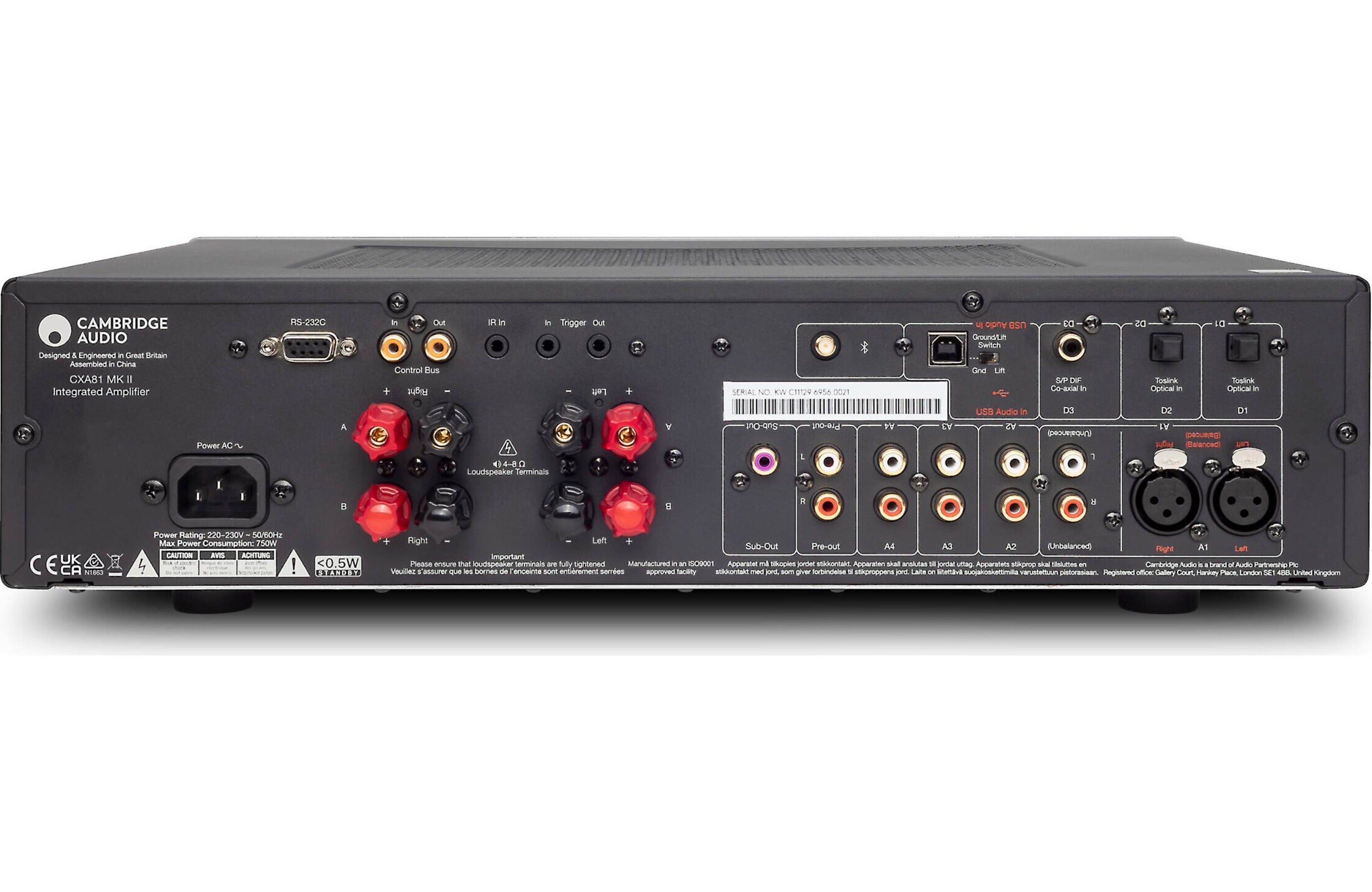 Cambridge Audio CXA81 MK2 stereo amplifier with sleek black design and front panel controls.