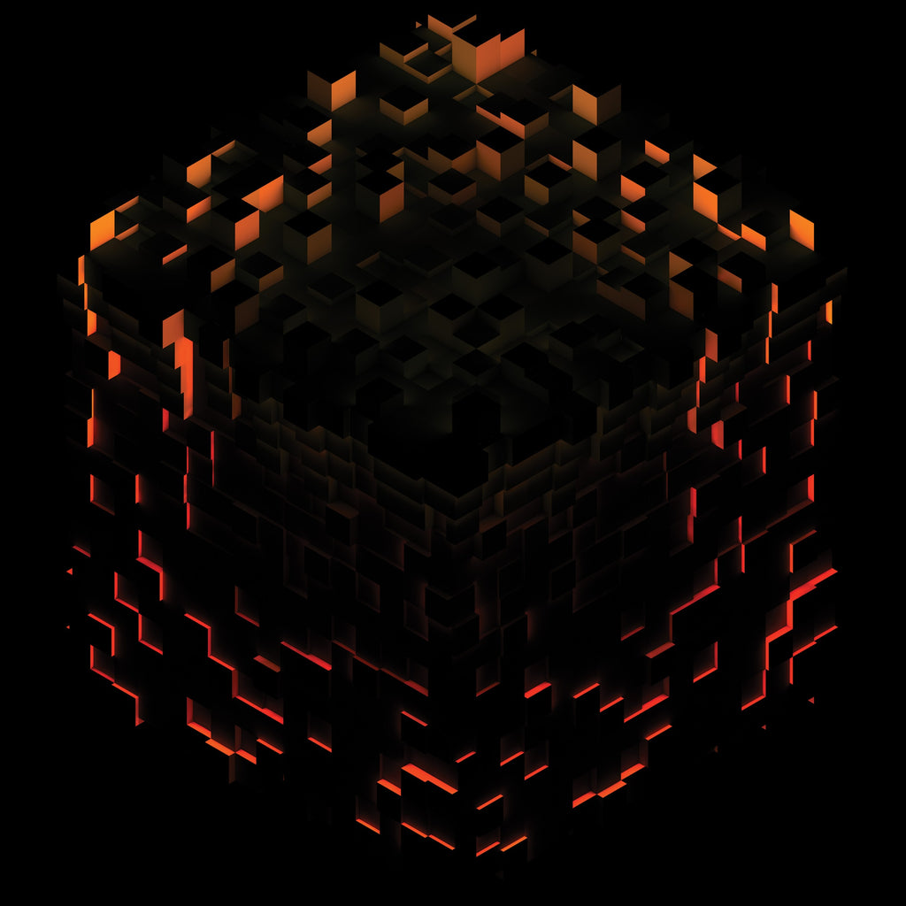 Red orange vinyl 2LP of C418's Minecraft Volume Beta electronic album, featuring colorful artwork and record labels.