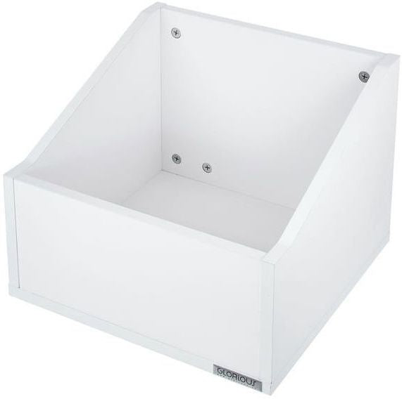Glorious Record Box Advanced 110 DJ table with white finish, sturdy construction, and adjustable features for vinyl record setup.