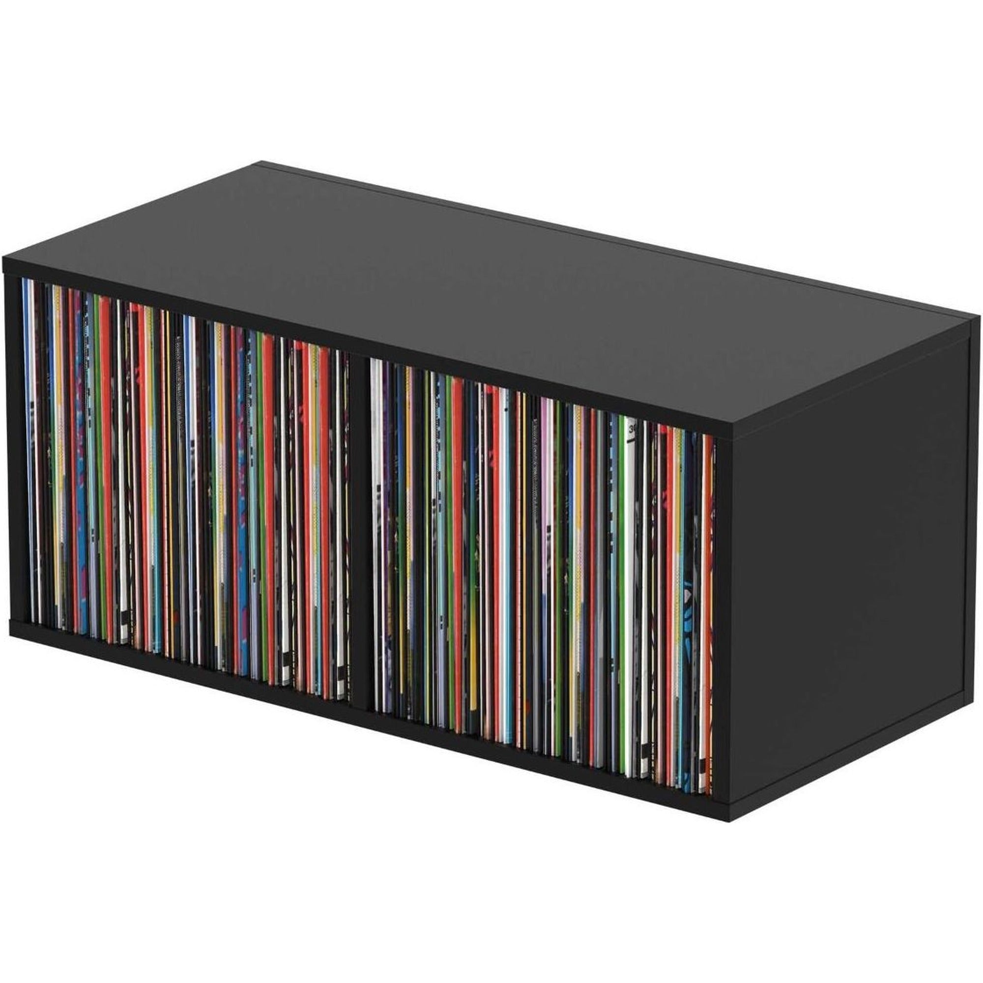 Glorious Record Box 230 DJ table with sturdy wooden surface and metal frame, ideal for vinyl records and DJ setups.
