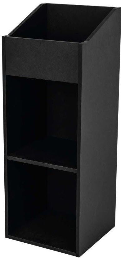 Glorious Record Rack 330 DJ table and furniture with black finish, designed for organizing vinyl records and DJ equipment.