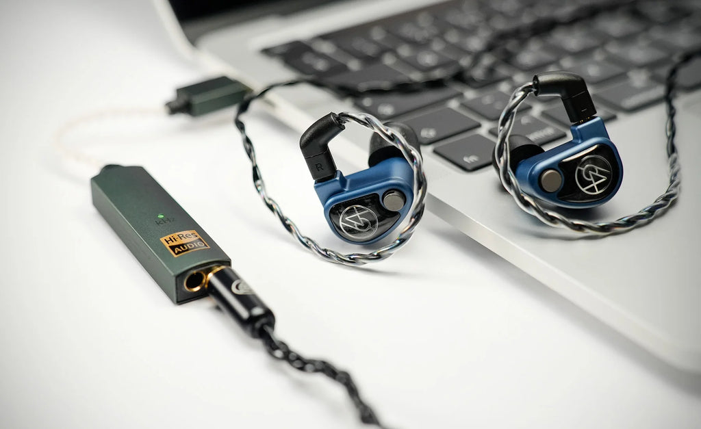 iFi Audio Go Link Max headphone amplifier and DAC showing its compact design with ports and controls on the front panel.