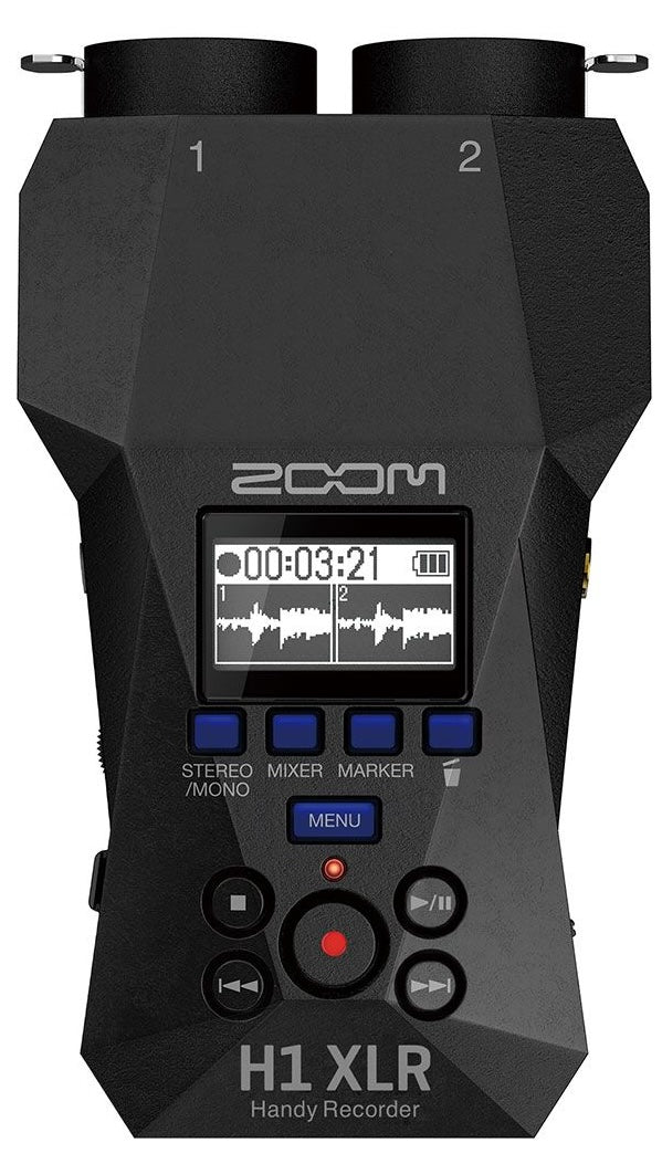 Zoom H1 XLR digital recorder with XLR input and compact design, shown on a white background.