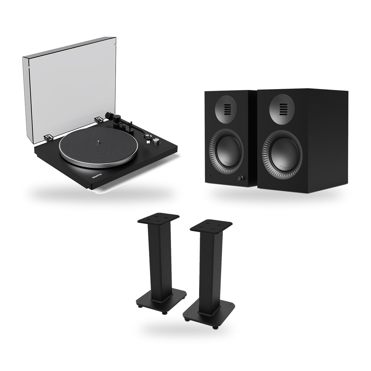 Kanto Audio TUK G2 + OBI3 Gen 2 + SX 22 Vinyl Setup – Speaker Finish Matte Black, Turntable Finish Black