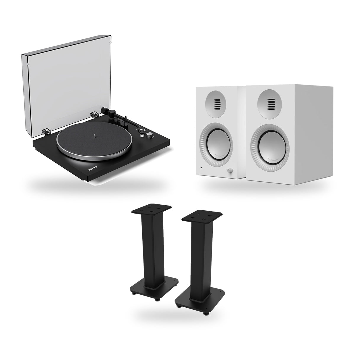 Kanto Audio TUK G2 + OBI3 Gen 2 + SX 22 Vinyl Setup – Speaker Finish Matte White, Turntable Finish Black