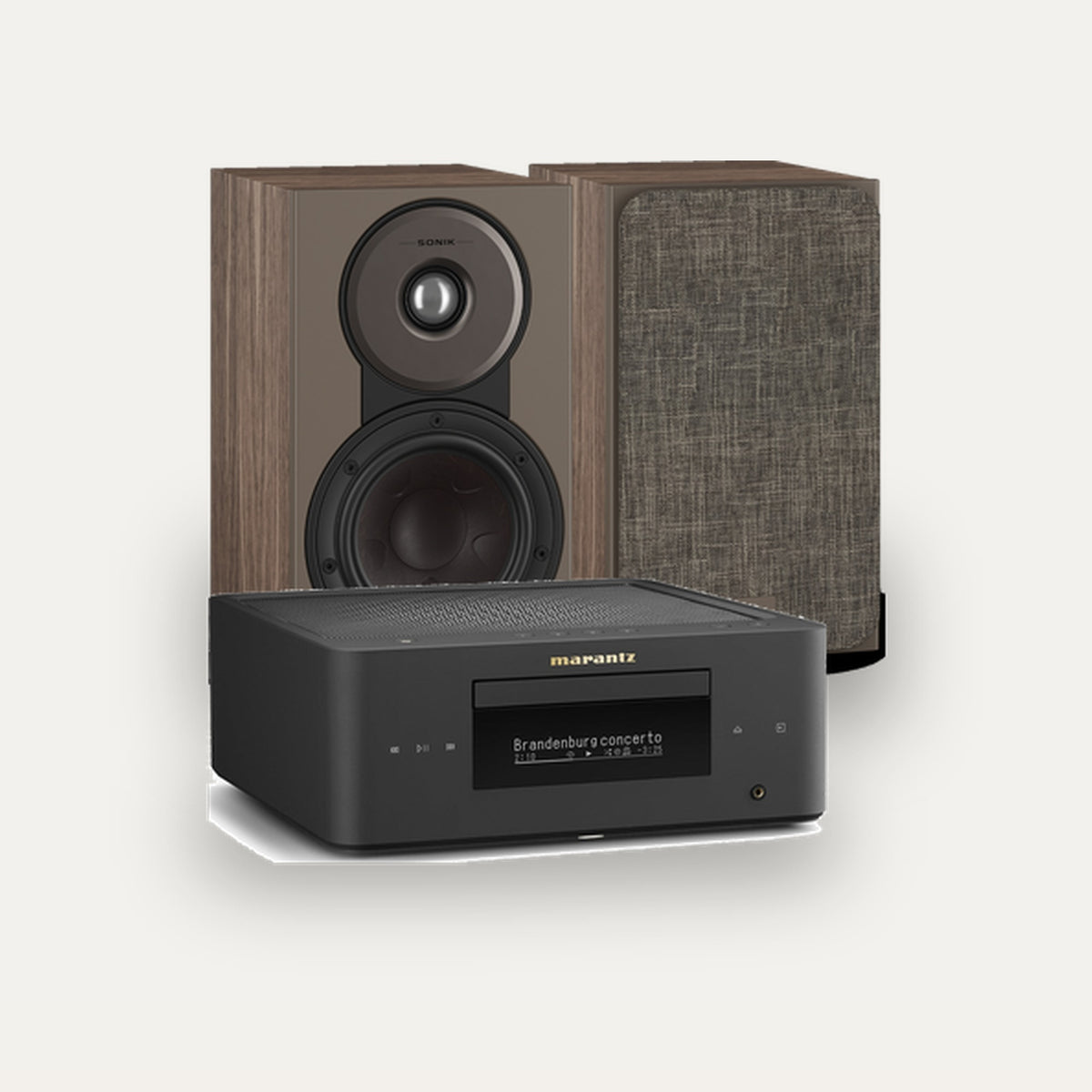 Marantz MCR 60n + Dali Sonik 1 Hi-Fi System – Marantz Finish Matte Black, Speaker Finish Walnut