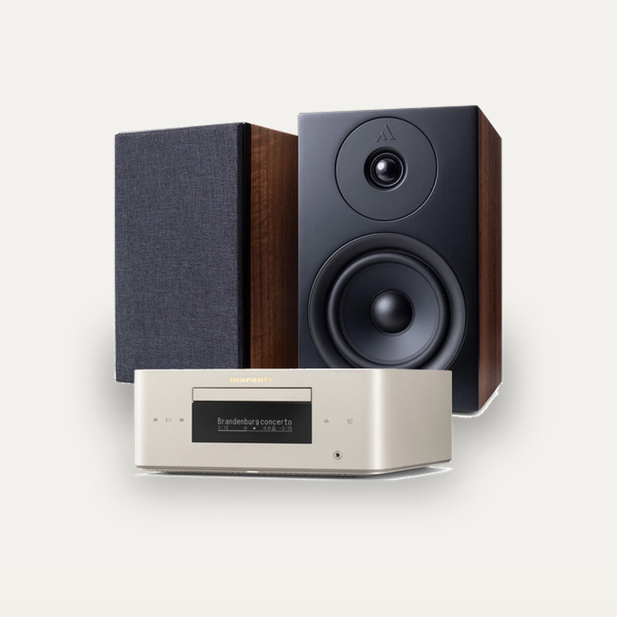 Marantz MCR 60n + Argon Audio Forus 5 Hi-Fi System – Marantz Finish Marantz Champagne, Speaker Finish Walnut
