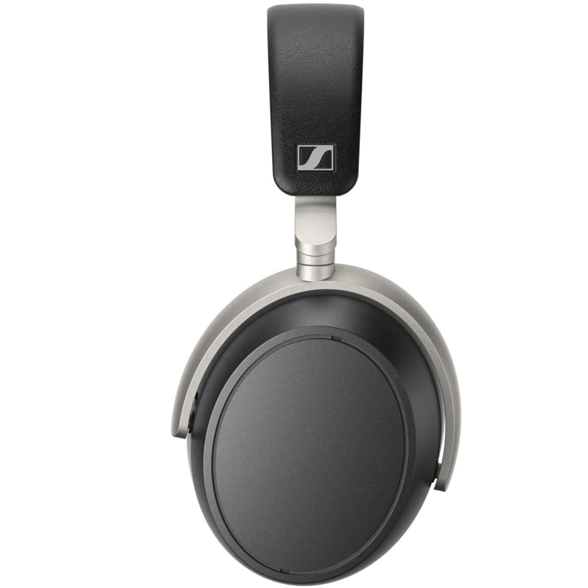 Sennheiser HDB 630 wireless headphones shown from a side view with sleek black ear cups and headband, on a neutral background.