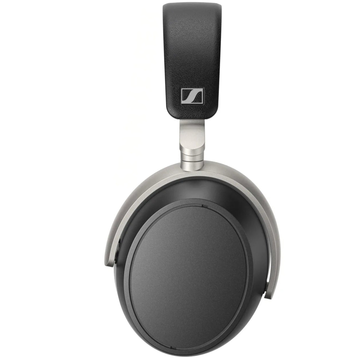 Sennheiser HDB 630 wireless headphones shown from a side view with sleek black ear cups and headband, on a neutral background.