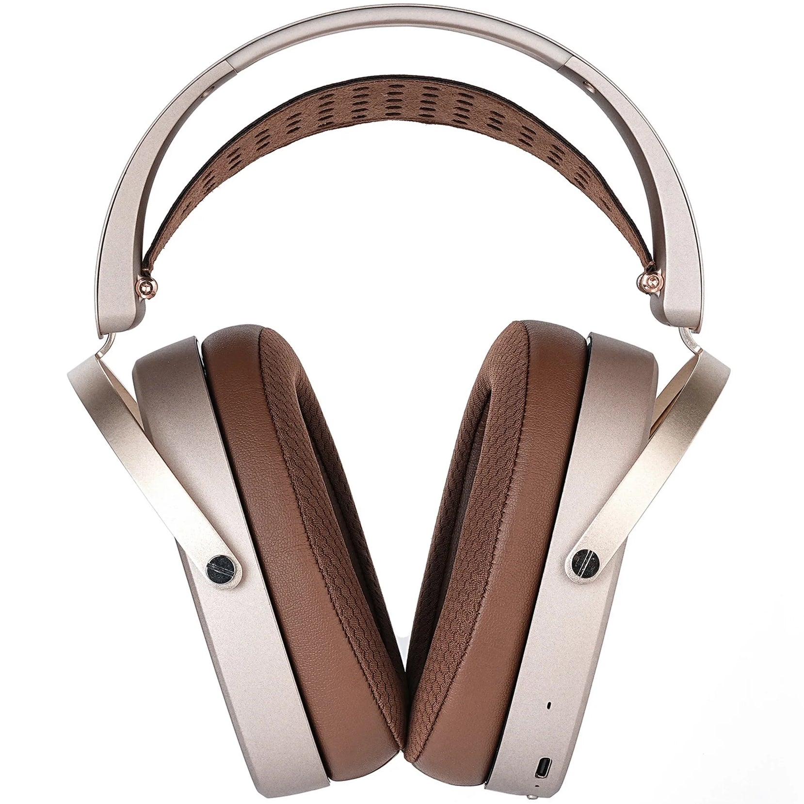 HiFiMAN HE1000 WiFi wireless headphones with sleek design and over-ear fit, shown in a close-up image.