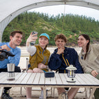 Hollyland Lark M3 on a group outdoor shoot with camera and smartphone