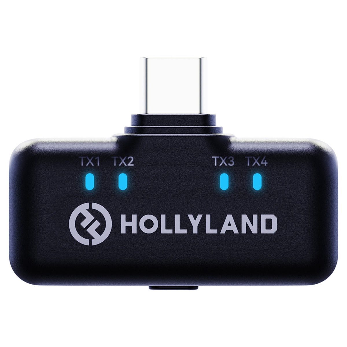 Hollyland Lark M3 USB-C receiver with TX1 to TX4 indicators