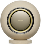Marantz Horizon wireless speakers in champagne finish, sleek modern design with fabric grille and minimalist controls.