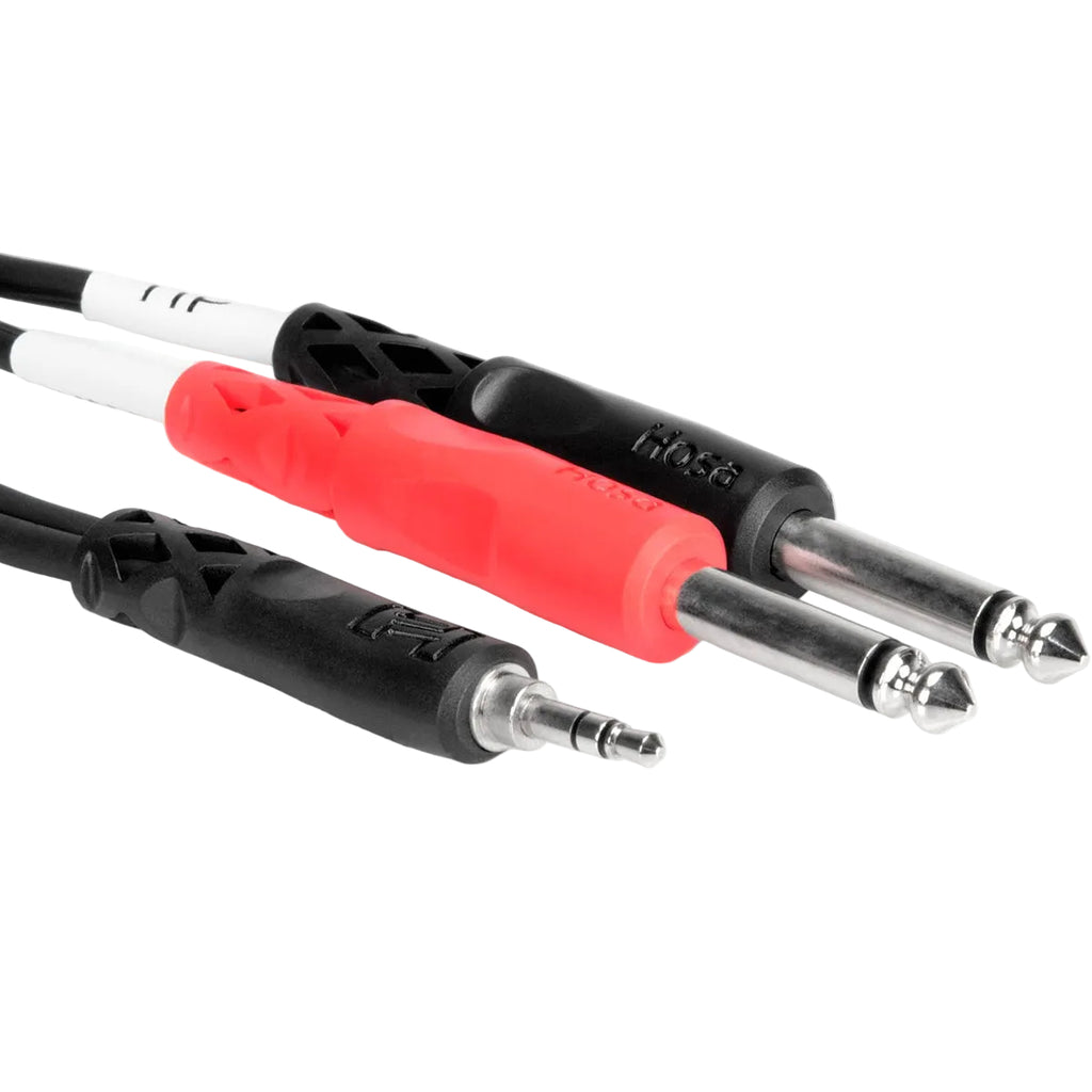 Hosa CMP-153 3.5mm TRS - Dual 6.3mm TS Y-Cable 1m, full cable view