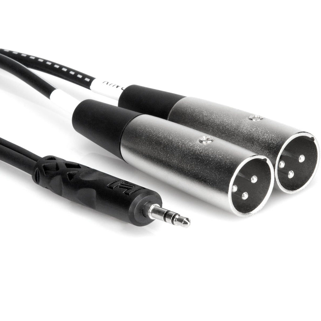 Hosa CYX-402M 3.5mm TRS - Dual XLR-Male Y-Cable 2m, full cable view