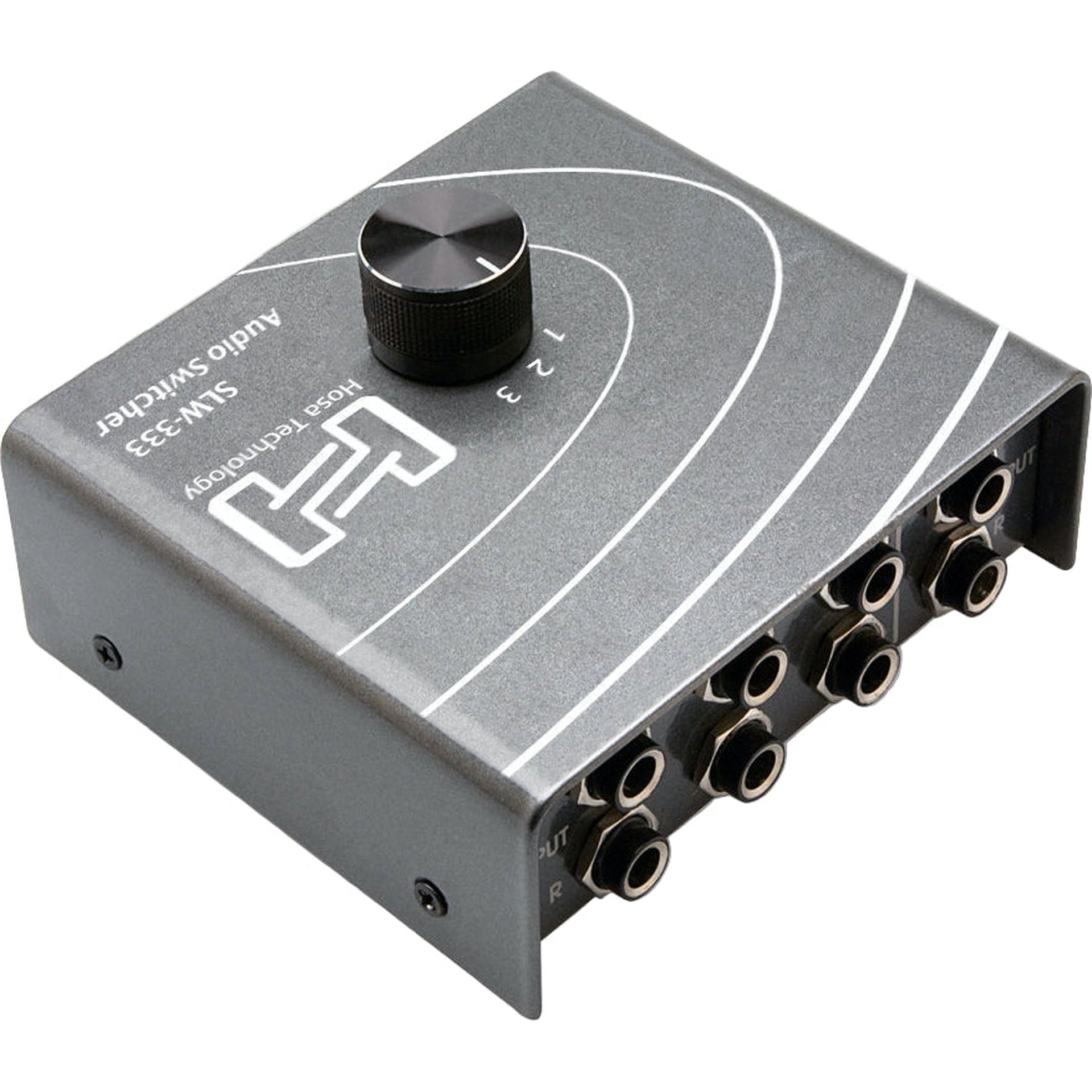 Hosa SLW-333 studio monitor controller with multiple input and output options, featuring a sleek black design.