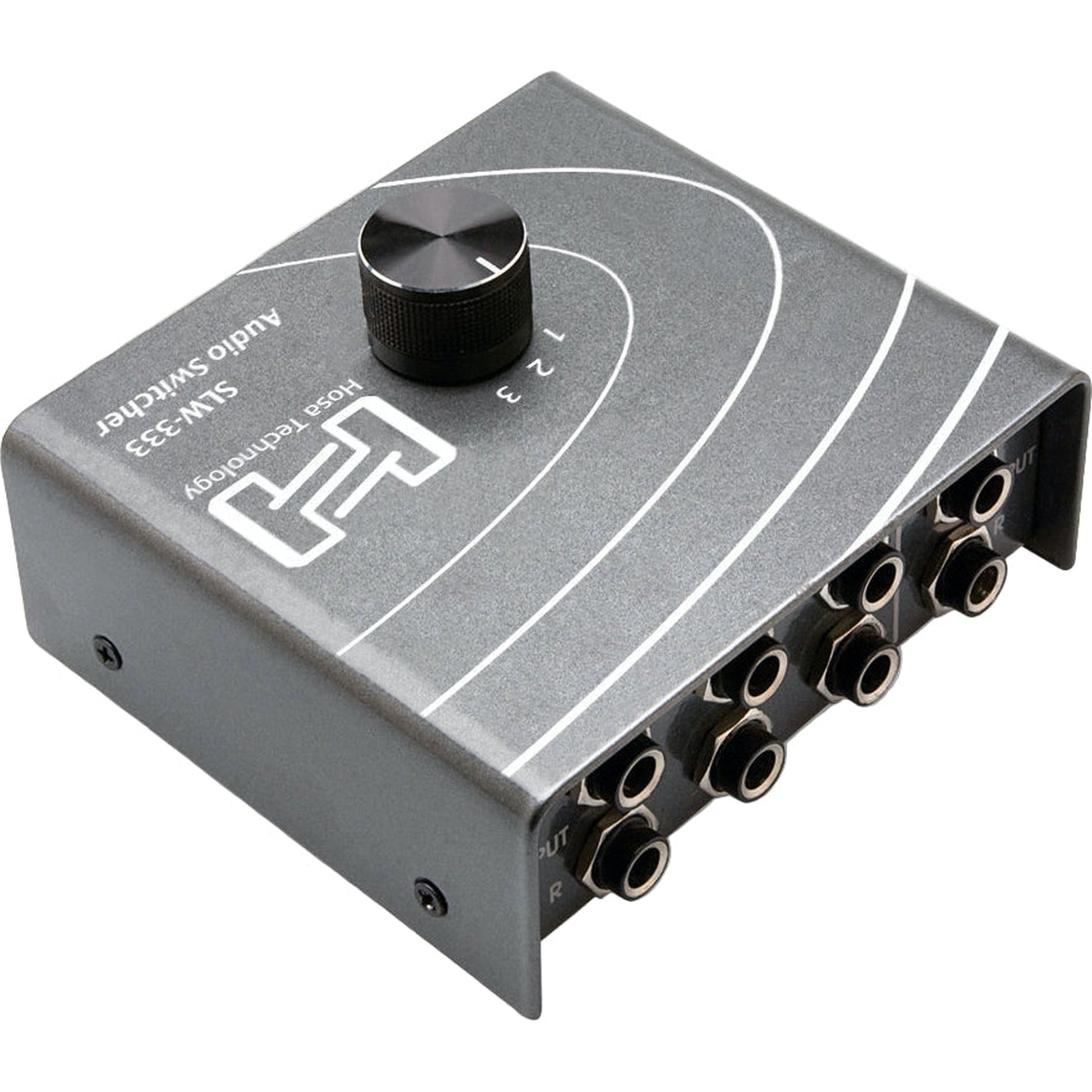 Hosa SLW-333 studio monitor controller with multiple input and output options, featuring a sleek black design.