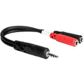 Hosa YMM-261 3.5mm TRS to dual 3.5mm TSF audio splitter cable, 0.15 meters long, for connecting audio devices.