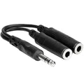 Hosa YPP-118 6.3mm TRS male to dual 6.3mm TRS female Y-cable adapter, 0.15m length for audio connection splitters