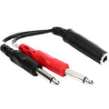 Hosa YPP-136 6.3mm TRS-Female to dual 6.3mm TS-Male Y-cable, 0.15m for audio splitting and connections