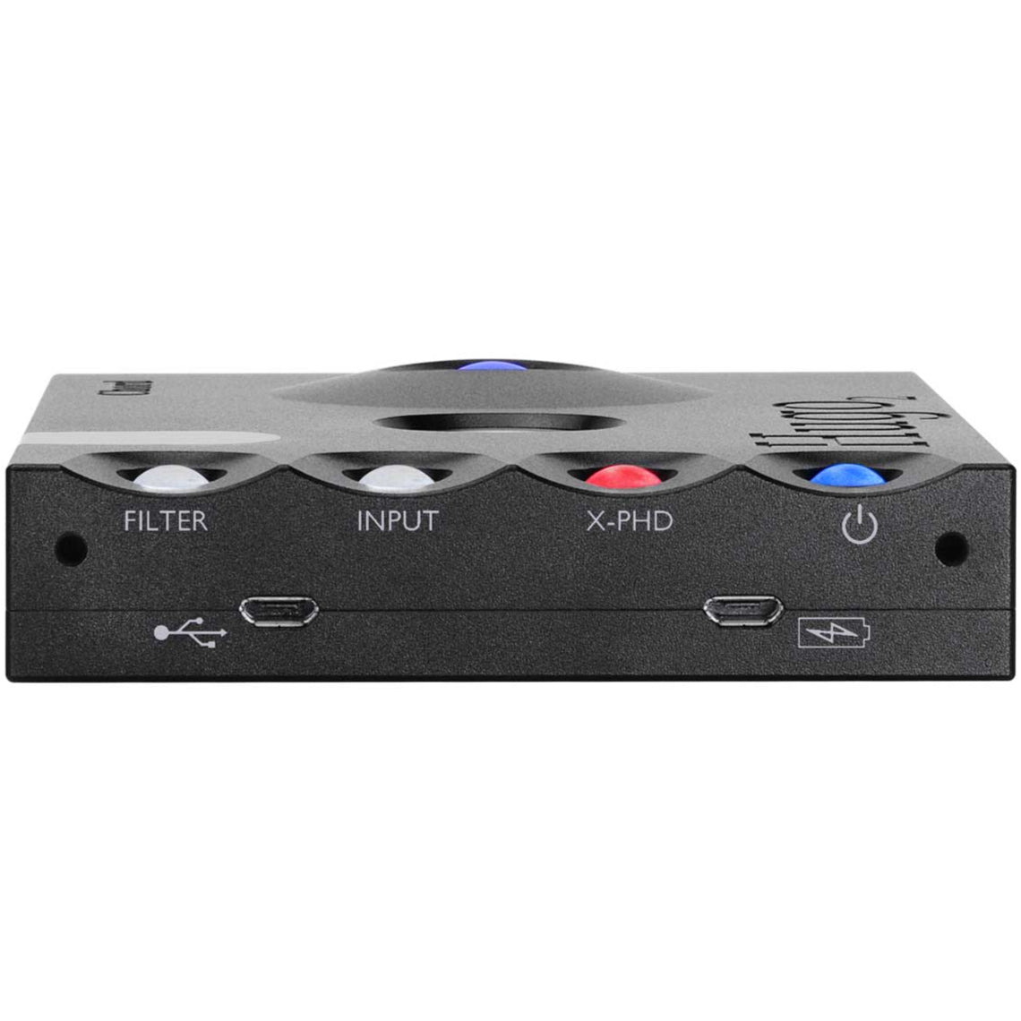 Chord Electronics Hugo 2 headphone amplifier and DAC showing sleek black design with control buttons and display screen.