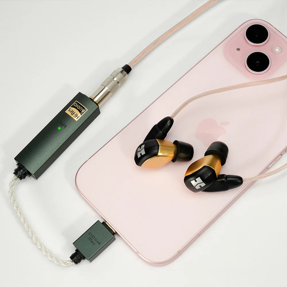 iFi Audio Go Link Max headphone amplifier and DAC device with compact design and multiple connection ports.