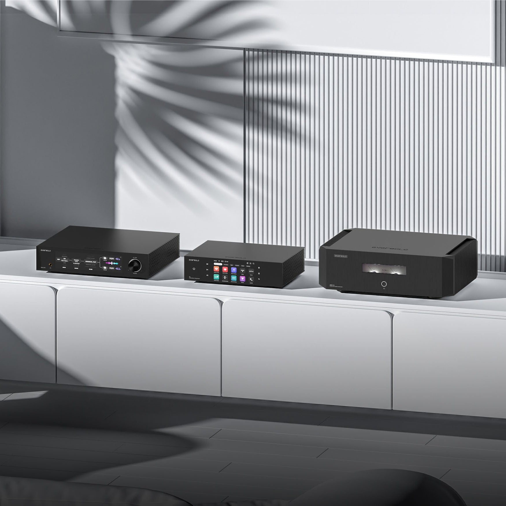 Eversolo T8 music streamer device with front display and connection ports, designed for high-quality audio streaming.