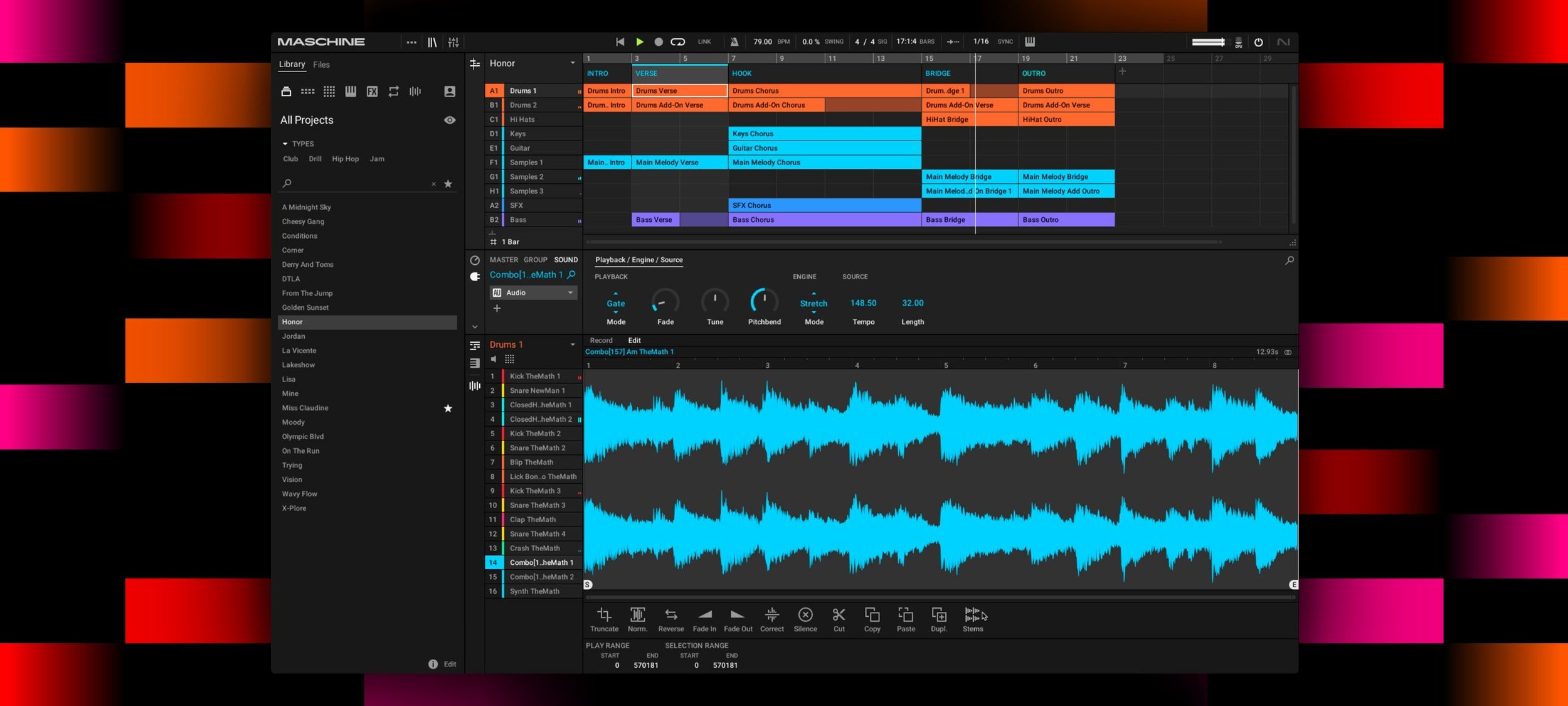 Native Instruments Maschine 3 Bundle music production software with sampler interface and control pads for music creation.
