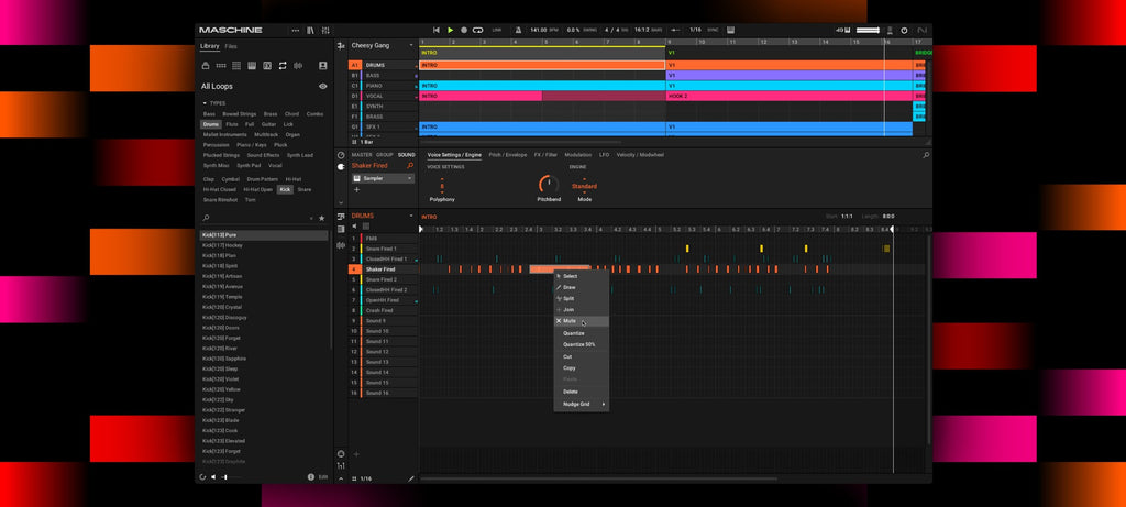 Native Instruments Maschine 3 music production software bundle with controller and interface for creating beats and music.