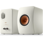 KEF LS50 Meta passive bookshelf speakers with sleek black cabinets and compact design for high-quality audio.