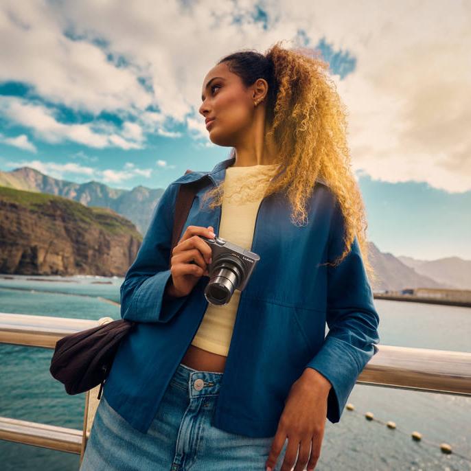 Panasonic LUMIX TZ300 compact camera with 4K video recording and large LCD screen, ready for travel photography.