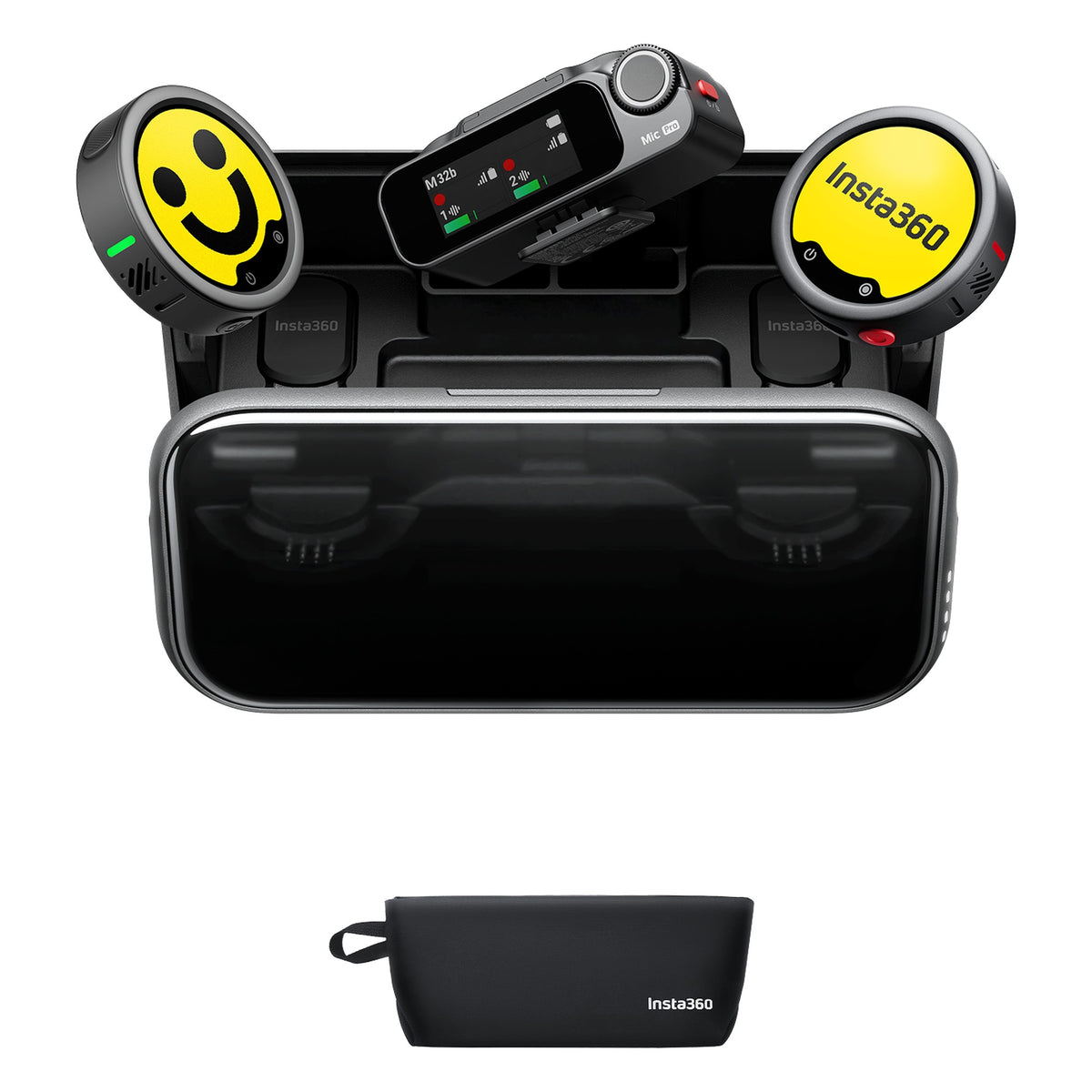 Insta360 Mic Pro 2TX + 1RX kit, charging case with two transmitters and receiver