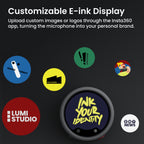 Insta360 Mic Pro transmitter with customisable colour E-ink display